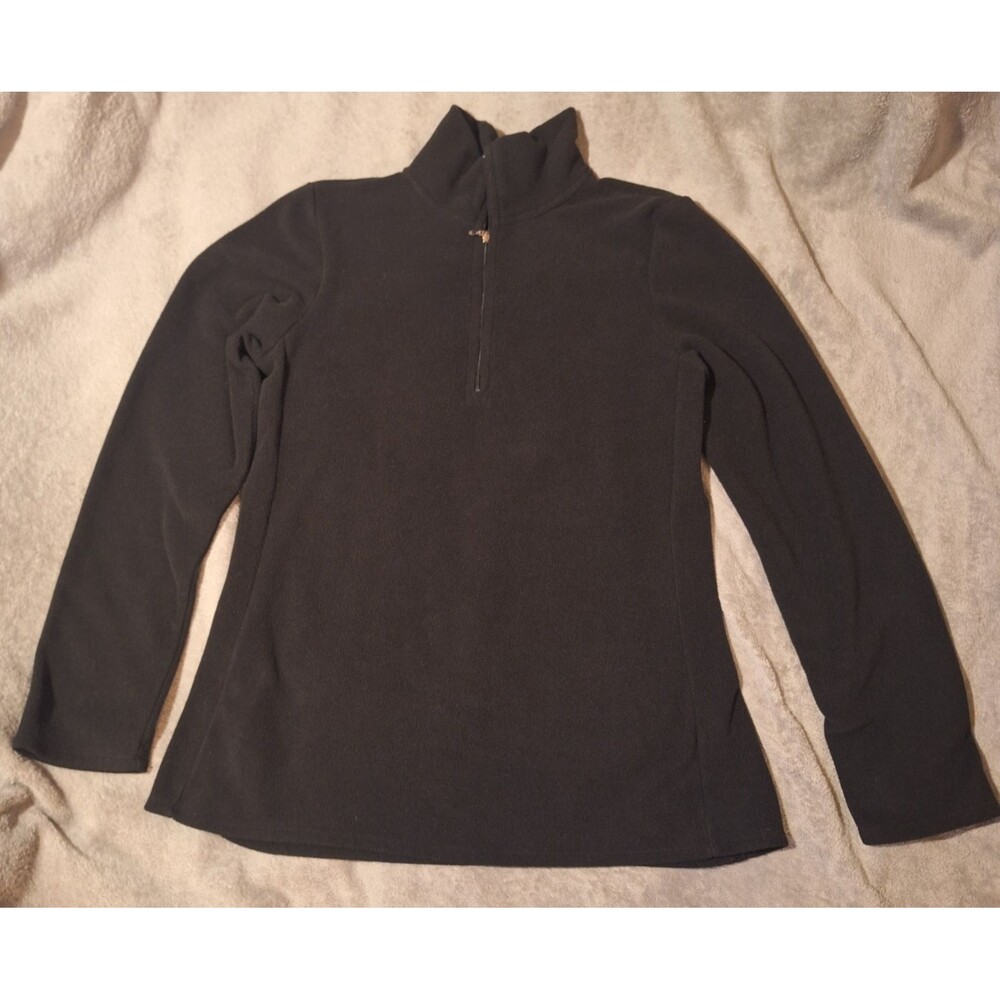 GAP  Women L Black Fleece Sweatshirt 1/4 Zip Logo Jacket Soft